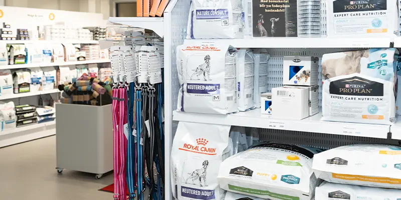 Djurbutik, foder, veterinärfoder, friskfoder, Uppsala Veterinärklinik